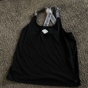 Harley-Davidson Black Tank Top with Branded White Strap Detail